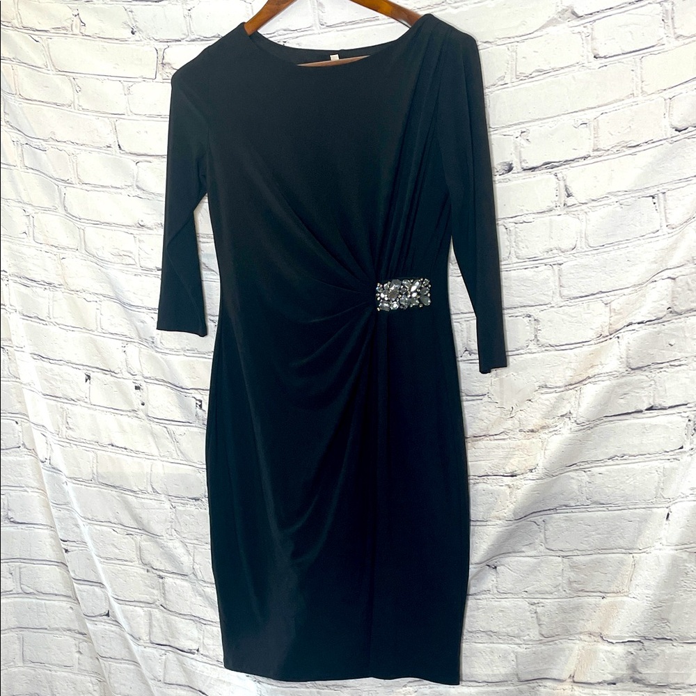 Evan-Picone Black Embellished Jewel Waist Dress Size 6